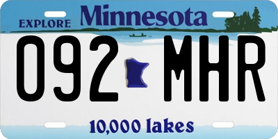 MN license plate 092MHR