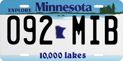 MN license plate 092MIB