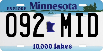 MN license plate 092MID