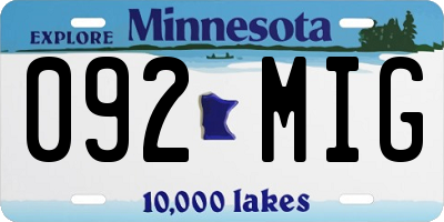 MN license plate 092MIG