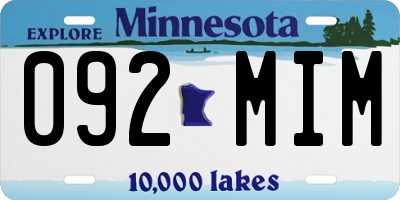 MN license plate 092MIM