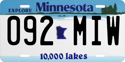 MN license plate 092MIW
