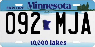MN license plate 092MJA
