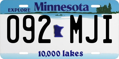 MN license plate 092MJI