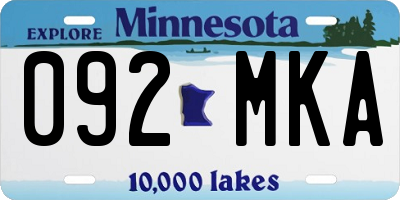 MN license plate 092MKA