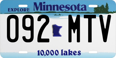 MN license plate 092MTV