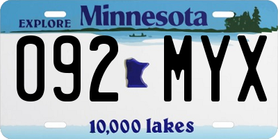 MN license plate 092MYX