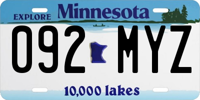 MN license plate 092MYZ