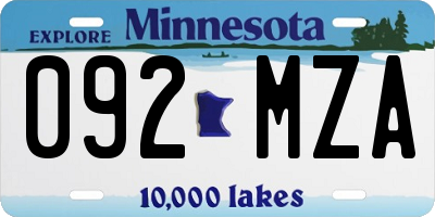 MN license plate 092MZA