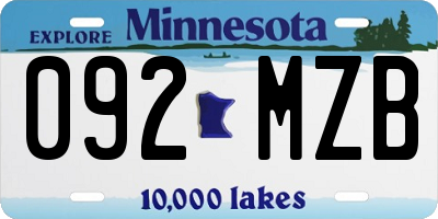 MN license plate 092MZB