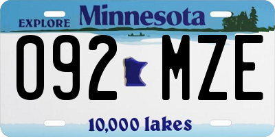 MN license plate 092MZE