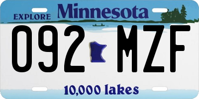 MN license plate 092MZF