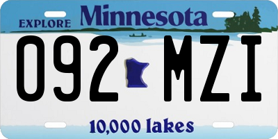 MN license plate 092MZI