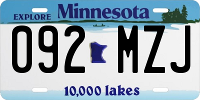 MN license plate 092MZJ