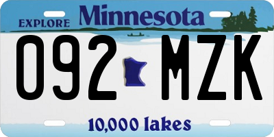 MN license plate 092MZK