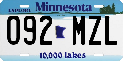 MN license plate 092MZL