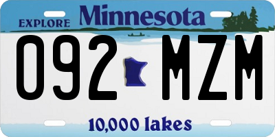 MN license plate 092MZM