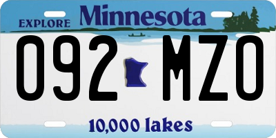MN license plate 092MZO