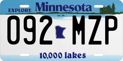 MN license plate 092MZP