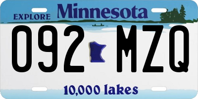 MN license plate 092MZQ