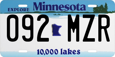 MN license plate 092MZR