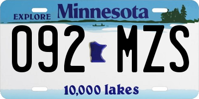 MN license plate 092MZS