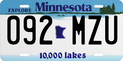 MN license plate 092MZU