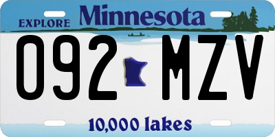 MN license plate 092MZV