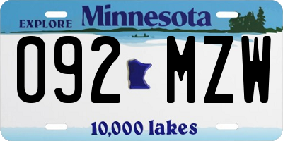 MN license plate 092MZW