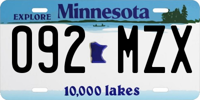 MN license plate 092MZX