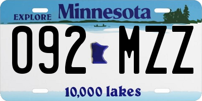 MN license plate 092MZZ