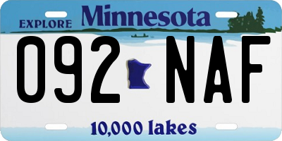 MN license plate 092NAF