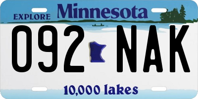 MN license plate 092NAK