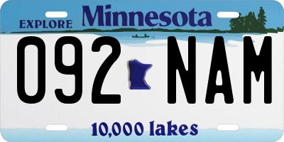 MN license plate 092NAM