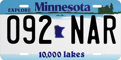 MN license plate 092NAR