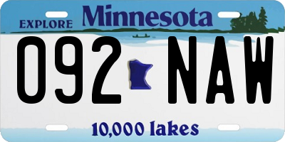 MN license plate 092NAW