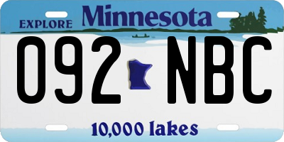 MN license plate 092NBC