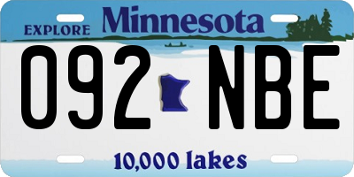 MN license plate 092NBE