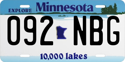 MN license plate 092NBG