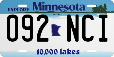 MN license plate 092NCI