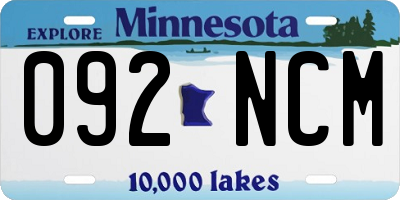MN license plate 092NCM