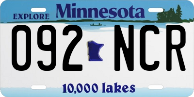 MN license plate 092NCR
