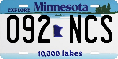 MN license plate 092NCS