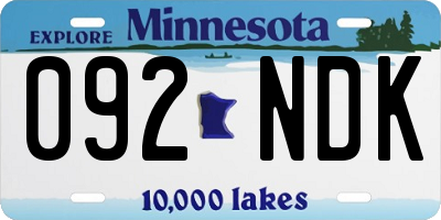 MN license plate 092NDK