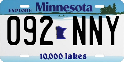 MN license plate 092NNY