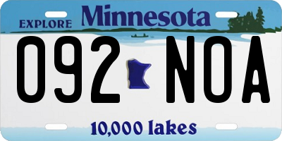 MN license plate 092NOA