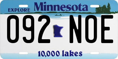 MN license plate 092NOE
