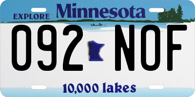 MN license plate 092NOF