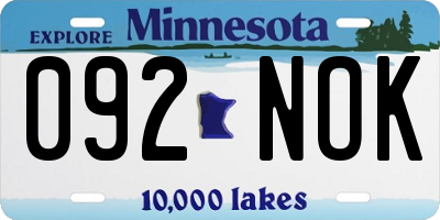 MN license plate 092NOK