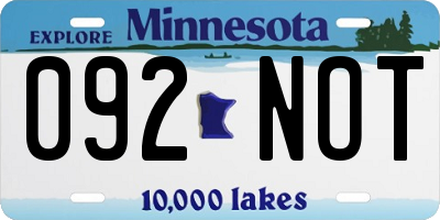 MN license plate 092NOT